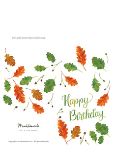 Oak Birthday Card Printable